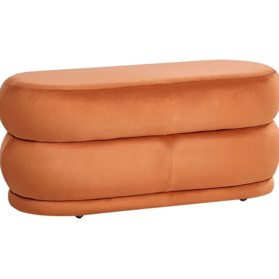 Hockers En Voetenbanken-Leen Bakker ELLENDALE - Bankje - Oranje - Fluweel