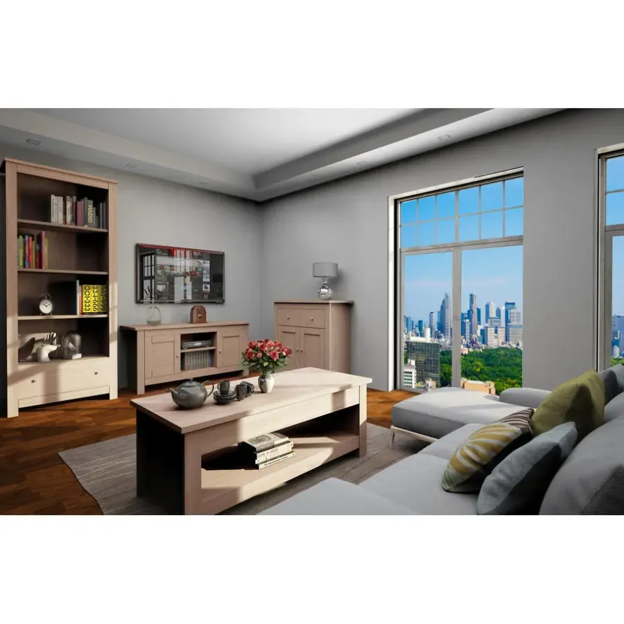 Loft24 Emerald - TV-meubel met 2 eiken spaanplaatdeuren