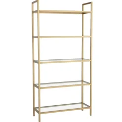 Emob Locelso Boekenplank - Gehard Glas - Metalen Frame - Goud