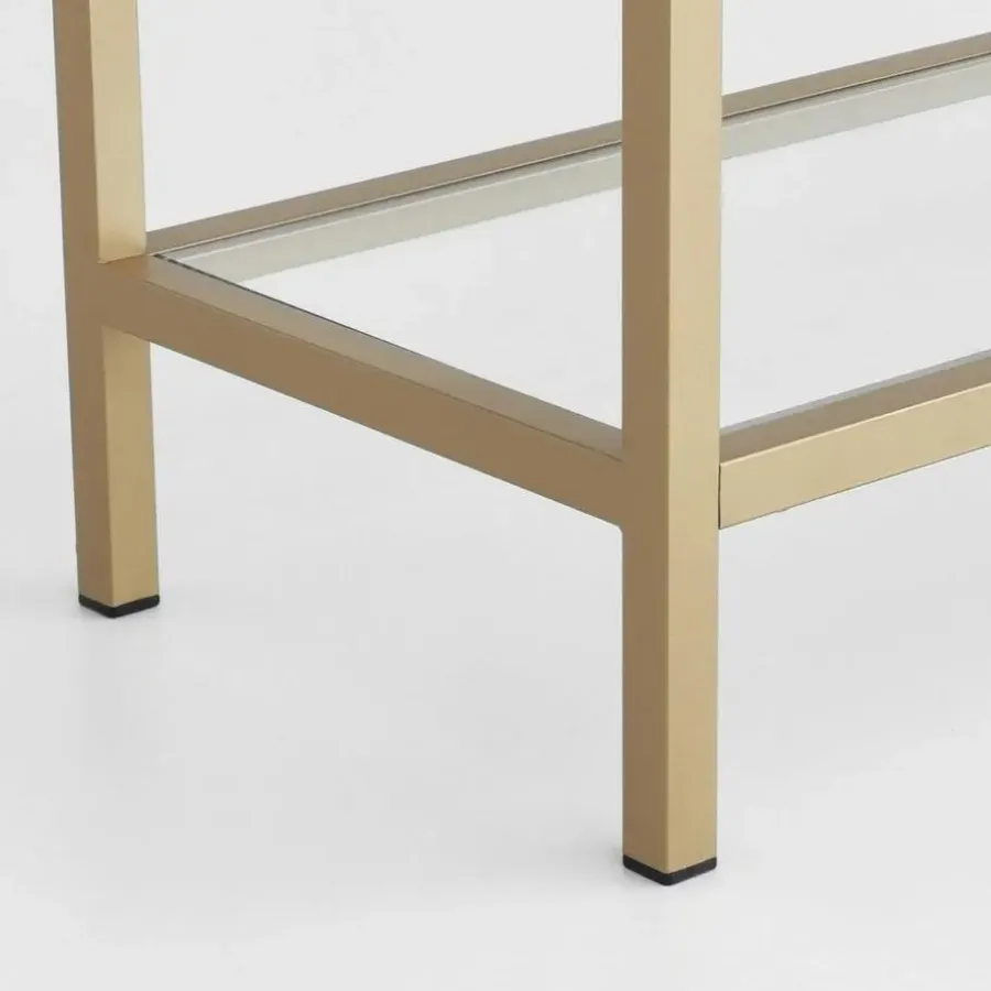Emob Locelso Boekenplank - Gehard Glas - Metalen Frame - Goud