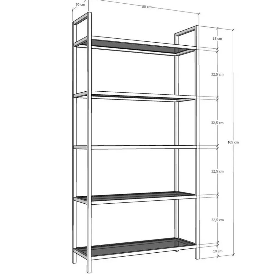 Emob Locelso Boekenplank - Gehard Glas - Metalen Frame - Goud
