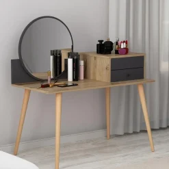 Kaptafels-Emob Make-uptafel Woody Fashion - 120 x 60 x 96 cm - Walnut Anthracite-design