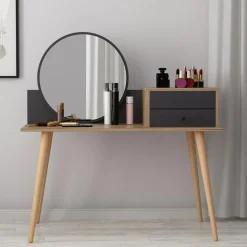 Kaptafels-Emob Make-uptafel Woody Fashion - 120 x 60 x 96 cm - Walnut Anthracite-design