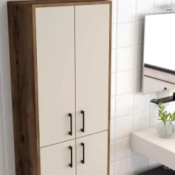 Emob Multifunctionele kast Woody Fashion - 60 x 35 x 200 cm - Walnut Cream