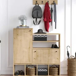 Schoenenkasten-Emob Schoenenkast Emerald - 100% Melamine - Eik - 18mm Dikte