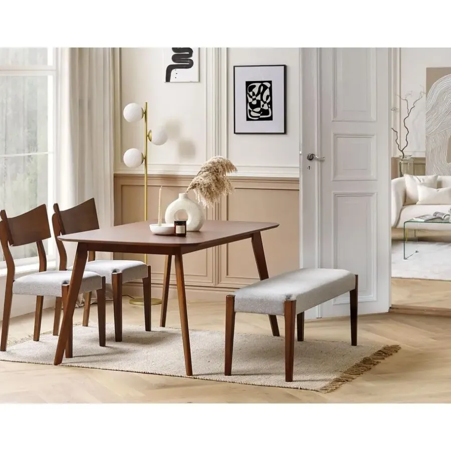 Rechthoekige Eettafels-Beliani EPHRATA - Eettafel - Donkere houtkleur - 90 x 150 cm - MDF