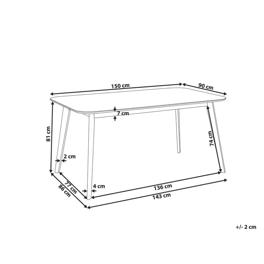Rechthoekige Eettafels-Beliani EPHRATA - Eettafel - Donkere houtkleur - 90 x 150 cm - MDF