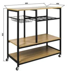 Trolleys-ERRO Keukentrolley op wieltjes - keukenrek - 80x40x85cm