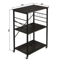 Erro Serveerwagen - keukentrolley - 60x40x89 cm - zwart