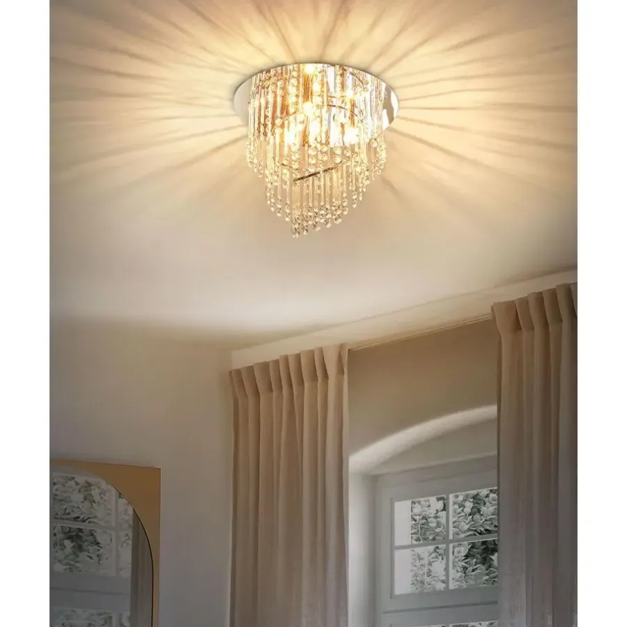Kroonluchters-Beliani ESMELLE - Kroonluchter - Zilver - ⌀ 45 cm - Kristal