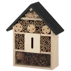 Tuindecoratie-Esschert Design Esschert insectenhotel - hout - zwart/naturel - 24.5x9.5x29 cm
