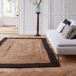 Jute Vloerkleden-Eva Interior Eva Interieur Vloerkleed Jute - Naturel/Antraciet - 190x290