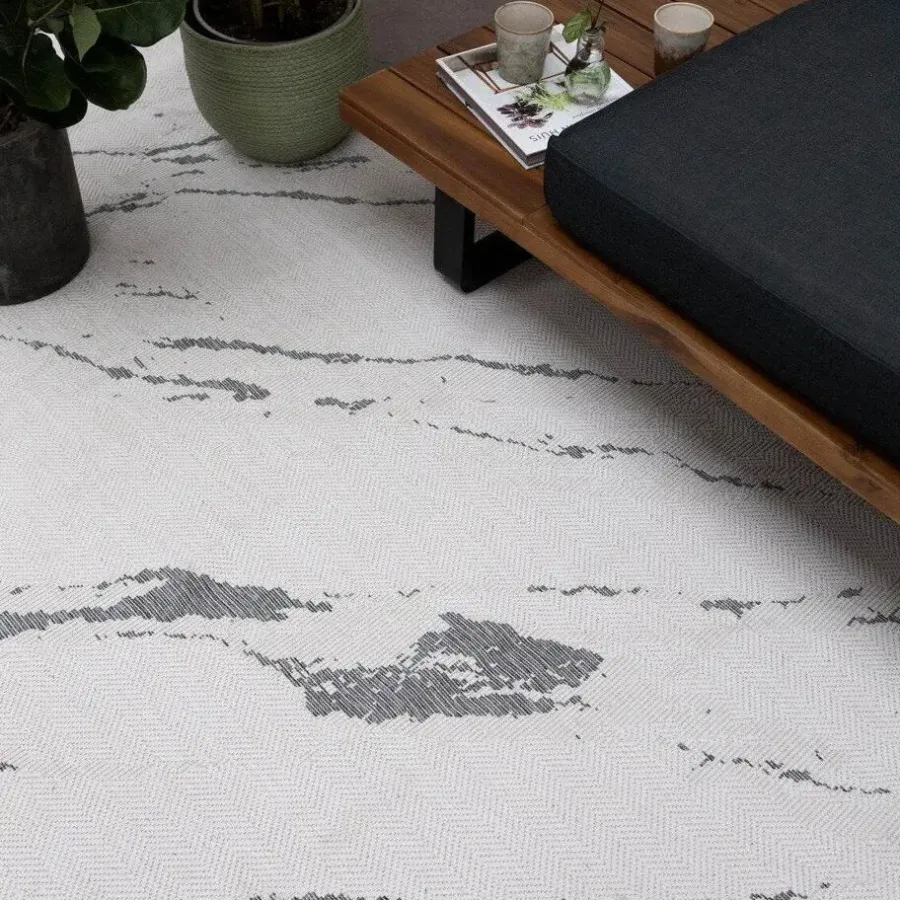Eva Interior Buitenkleed Marble grijs/wit - 230 x 160 cm