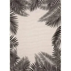 Buiten Vloerkleden|Buiten Vloerkleden-Eva Interior Buitenkleed - Leaf - Zwart - 160x230 cm