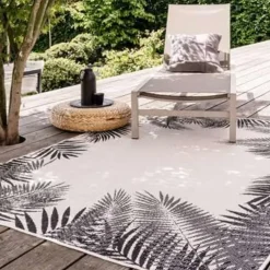 Buiten Vloerkleden|Buiten Vloerkleden-Eva Interior Buitenkleed - Leaf - Zwart - 160x230 cm