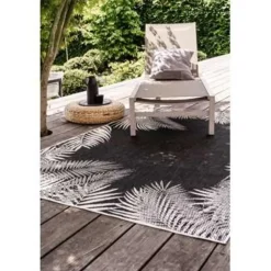 Buiten Vloerkleden|Buiten Vloerkleden-Eva Interior Buitenkleed - Leaf - Zwart - 160x230 cm