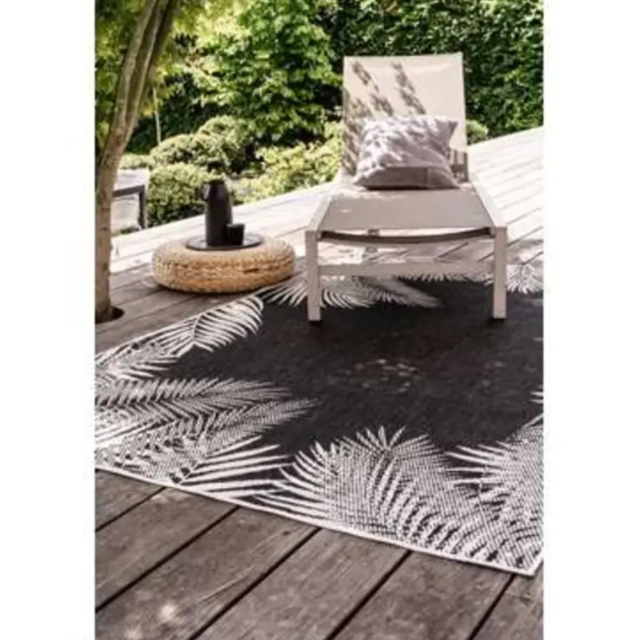 Buiten Vloerkleden|Buiten Vloerkleden-Eva Interior Buitenkleed - Leaf - Zwart - 160x230 cm