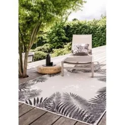 Buiten Vloerkleden|Buiten Vloerkleden-Eva Interior Buitenkleed - Leaf - Zwart - 160x230 cm