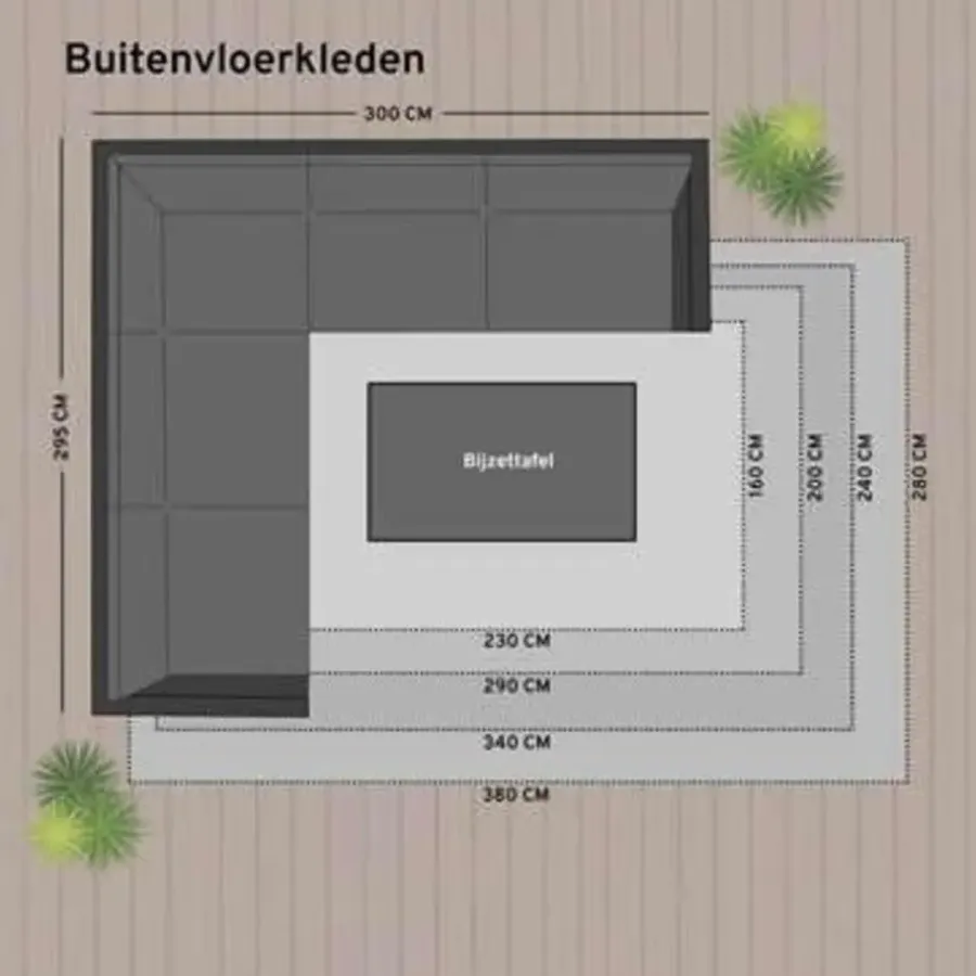 Buiten Vloerkleden|Buiten Vloerkleden-Eva Interior Buitenkleed - Leaf - Zwart - 160x230 cm