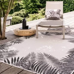 Buiten Vloerkleden|Buiten Vloerkleden-Eva Interior Buitenkleed - Leaf - Zwart - 160x230 cm