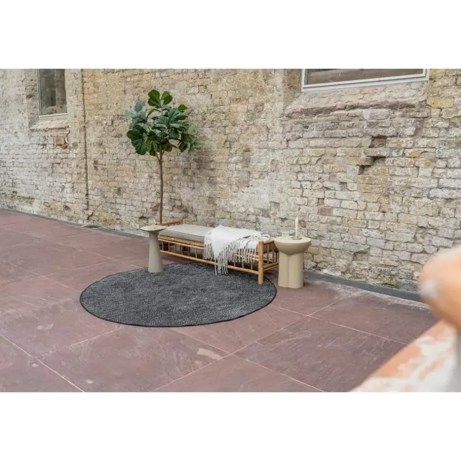 Eva Interior rond buitenkleed Dahl zwart - 200 x 200 cm