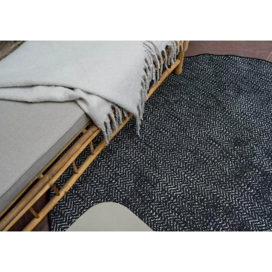 Eva Interior rond buitenkleed Dahl zwart - 200 x 200 cm