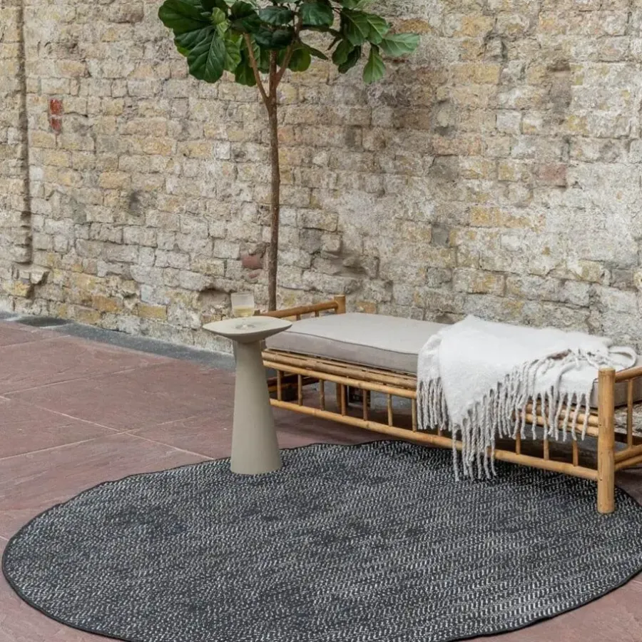 Eva Interior rond buitenkleed Dahl zwart - 200 x 200 cm