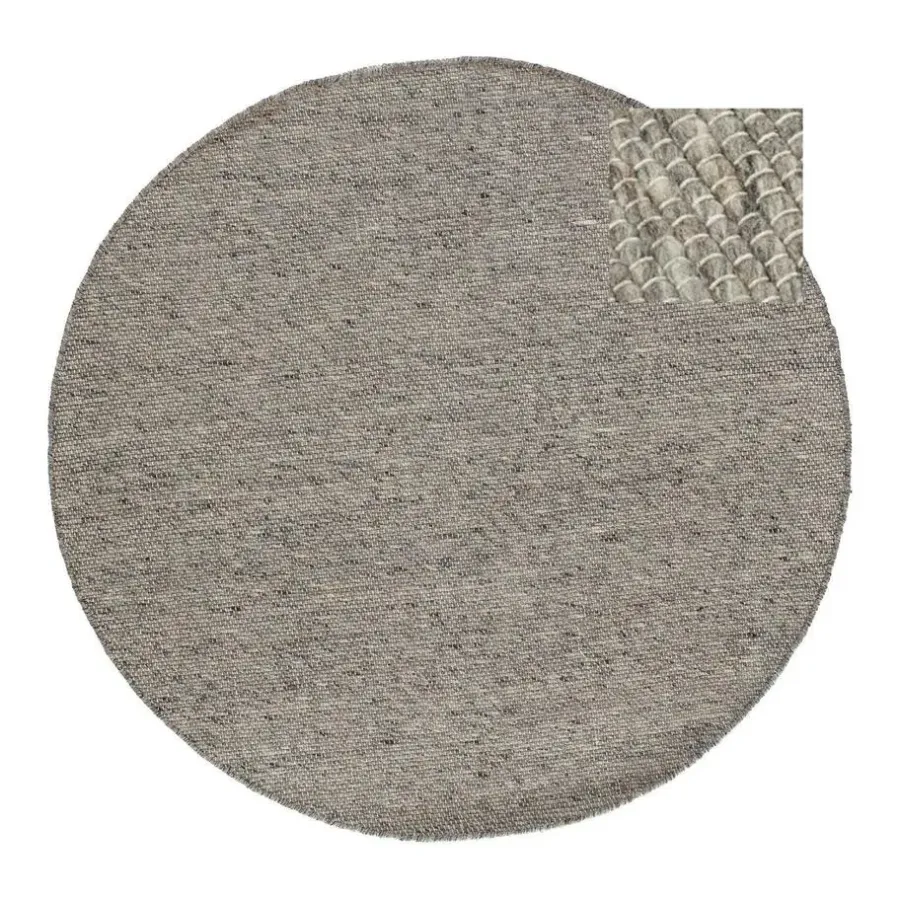 Eva Interior Rond vloerkleed wol Antraciet - Cobble Stone - 180 x 180 cm