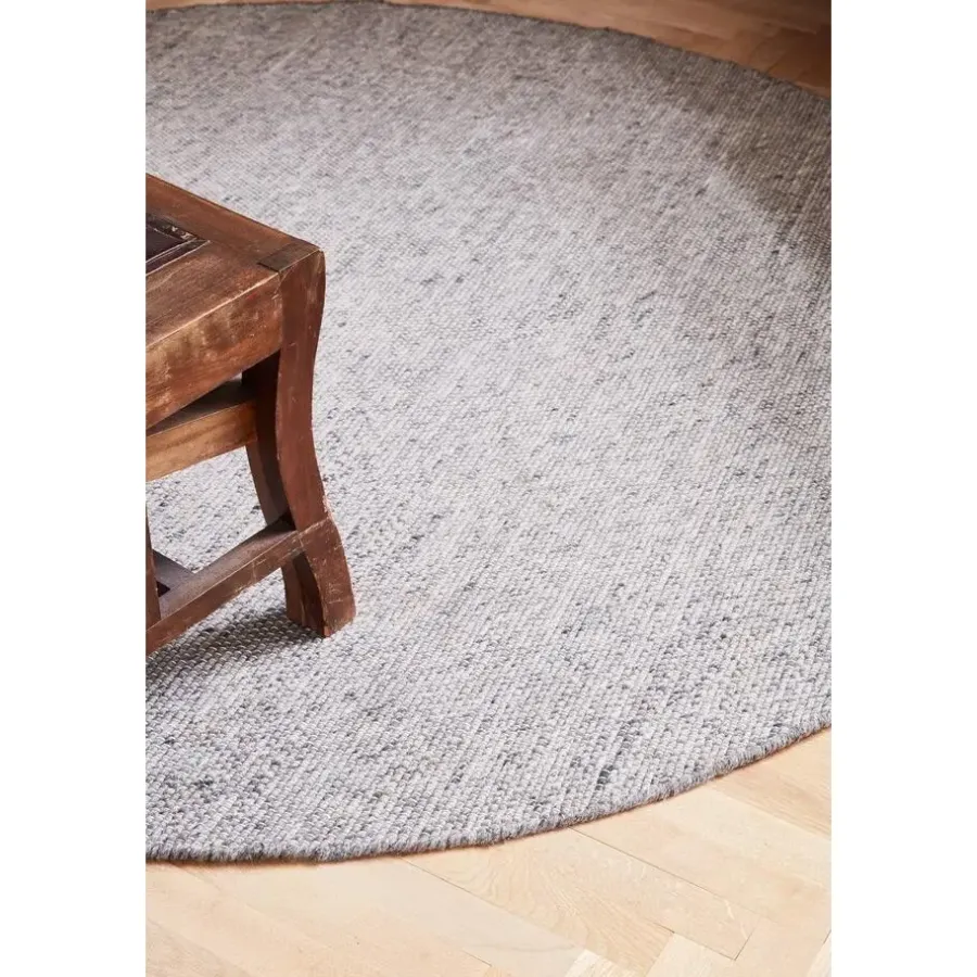 Eva Interior Rond vloerkleed wol Antraciet - Cobble Stone - 180 x 180 cm