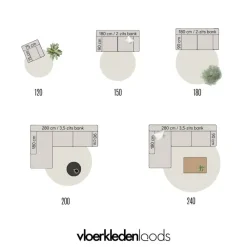 Eva Interior Rond vloerkleed wol Antraciet - Cobble Stone - 180 x 180 cm