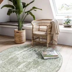 Ronde Vloerkleden-Eva Interior Vloerkleed Bloom - Groen - 235 cm - (XL)