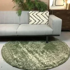 Ronde Vloerkleden-Eva Interior Vloerkleed Bloom - Groen - 235 cm - (XL)