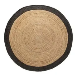 Jute Vloerkleden-Eva Interior Vloerkleed Jute Rond - Naturel/Antraciet - 160 Ø