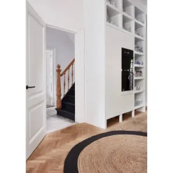 Jute Vloerkleden-Eva Interior Vloerkleed Jute Rond - Naturel/Antraciet - 160 Ø