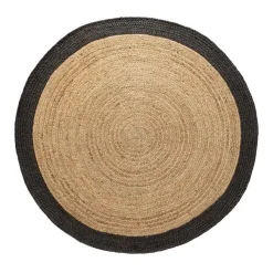 Jute Vloerkleden-Eva Interior Vloerkleed Jute Rond - Naturel/Antraciet - 160 Ø