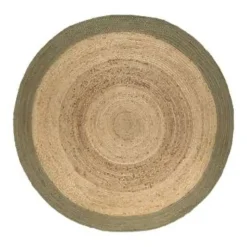 Eva Interior Vloerkleed Jute Rond - Naturel/Groen - 180 Ø