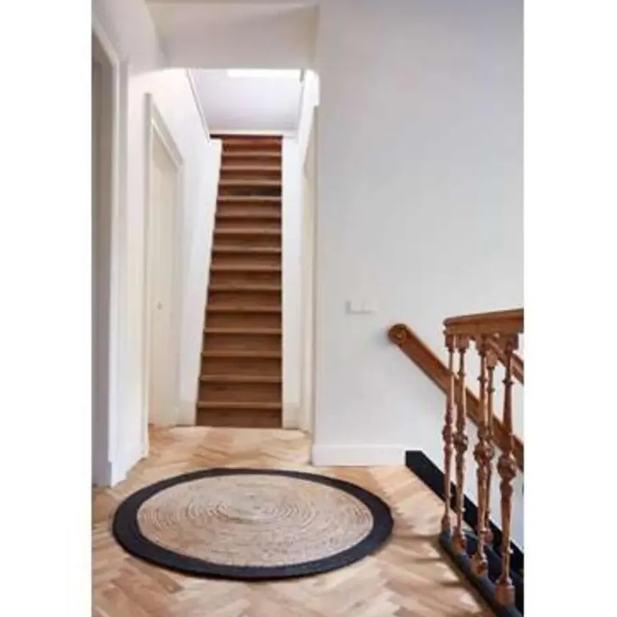 Eva Interior Vloerkleed Jute Rond - Naturel/Antraciet - 120 Ø