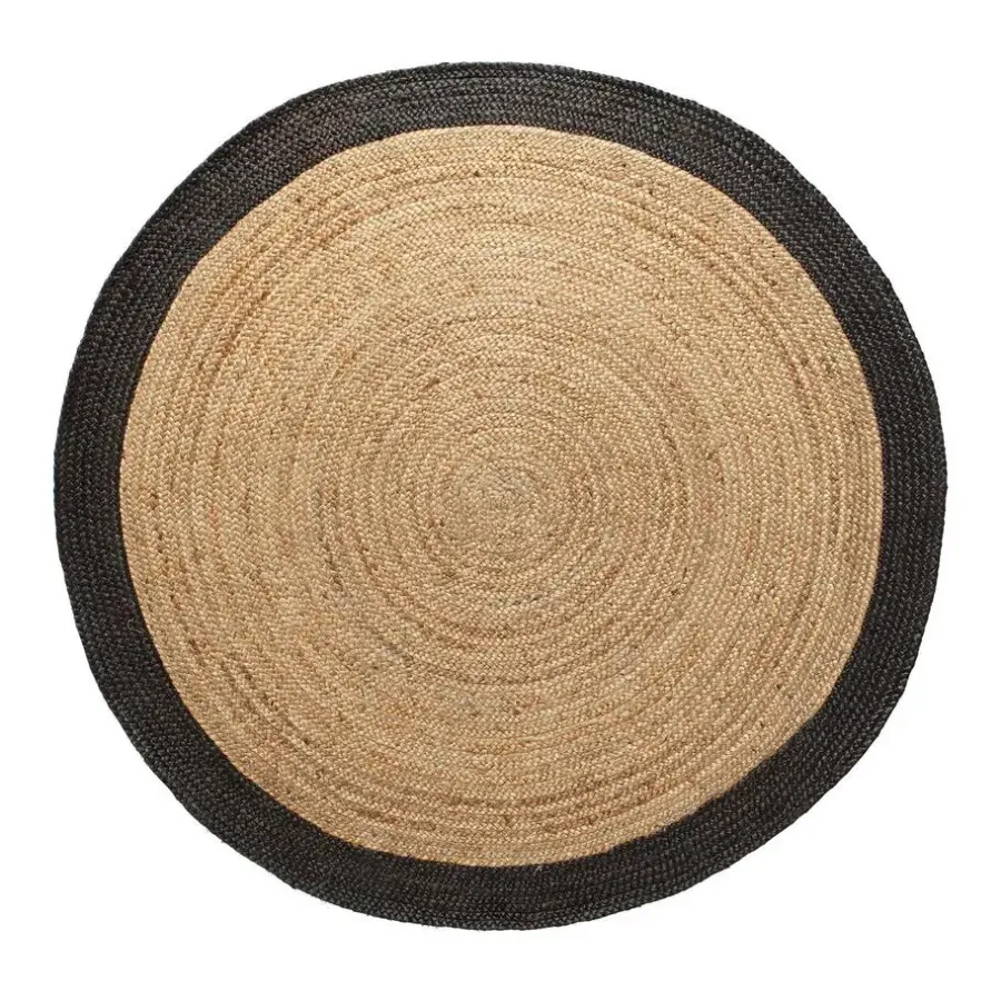 Eva Interior Vloerkleed Jute Rond - Naturel/Antraciet - 120 Ø