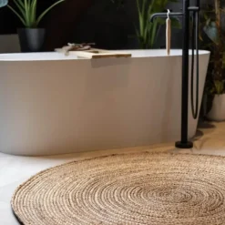 Jute Vloerkleden|Ronde Vloerkleden-Eva Interior Vloerkleed Jute Rond - Naturel - 240 Ø (L)