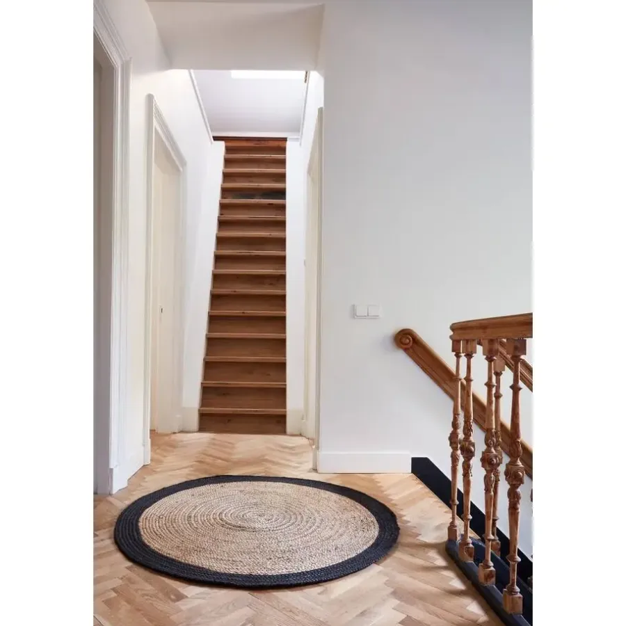 Eva Interior Vloerkleed Jute Rond - Naturel/Antraciet - 200 Ø