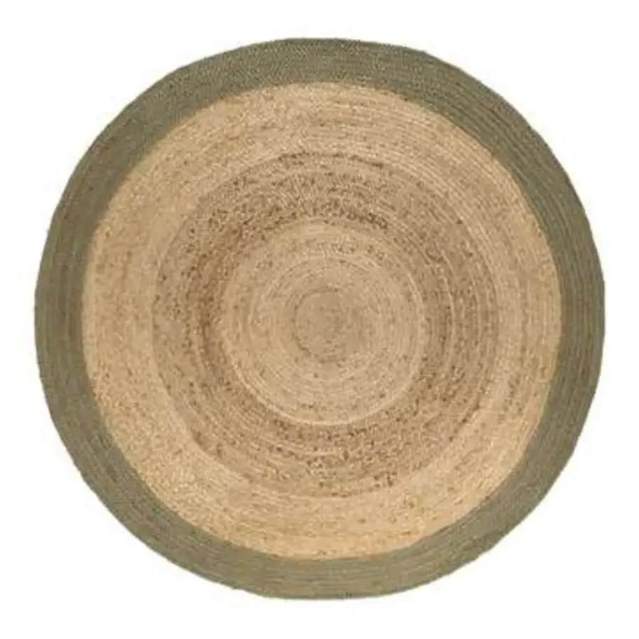 Eva Interior Vloerkleed Jute Rond - Naturel/Groen - 120 Ø