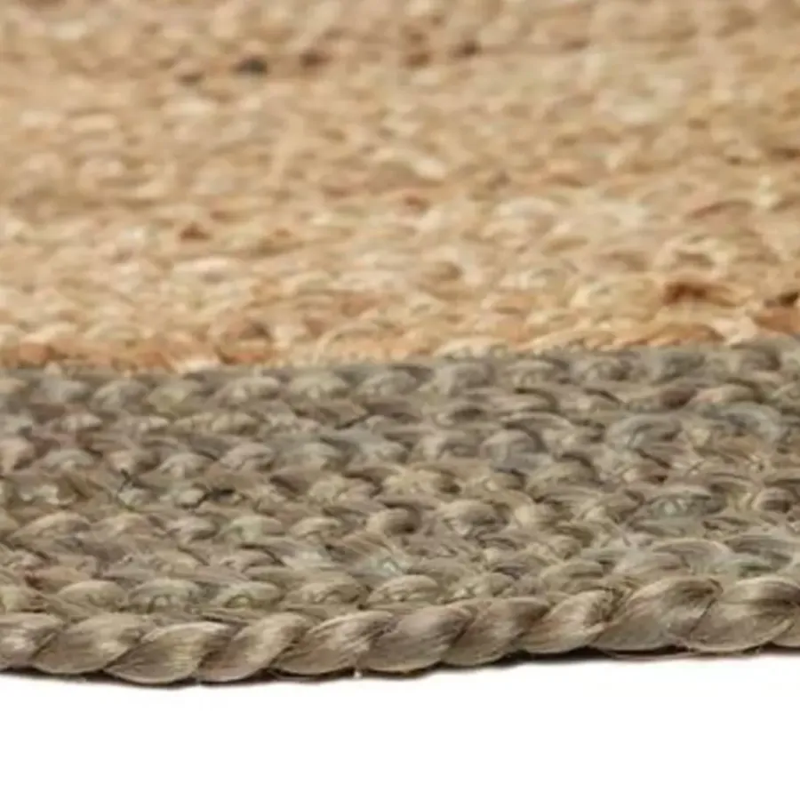 Eva Interior Vloerkleed Jute Rond - Naturel/Groen - 120 Ø