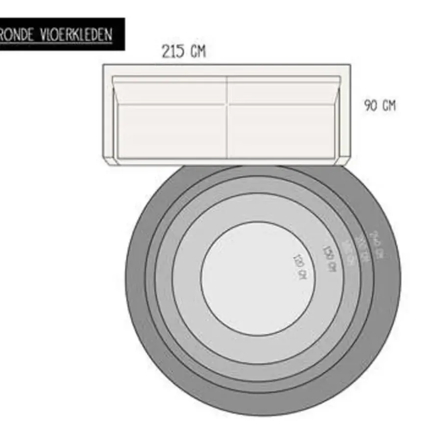 Eva Interior Vloerkleed Jute Rond - Naturel/Groen - 120 Ø