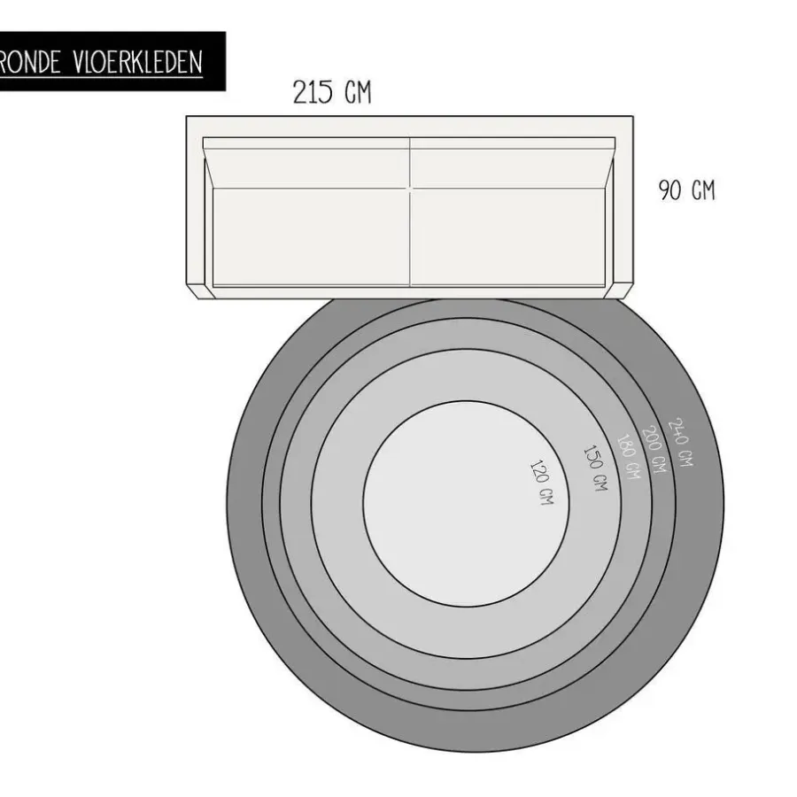 Eva Interior Vloerkleed Jute Rond - Naturel/Groen - 120 Ø
