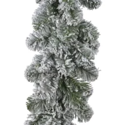 Everlands Dennenslinger - groen -met sneeuw - 270 cm -20 cm breed