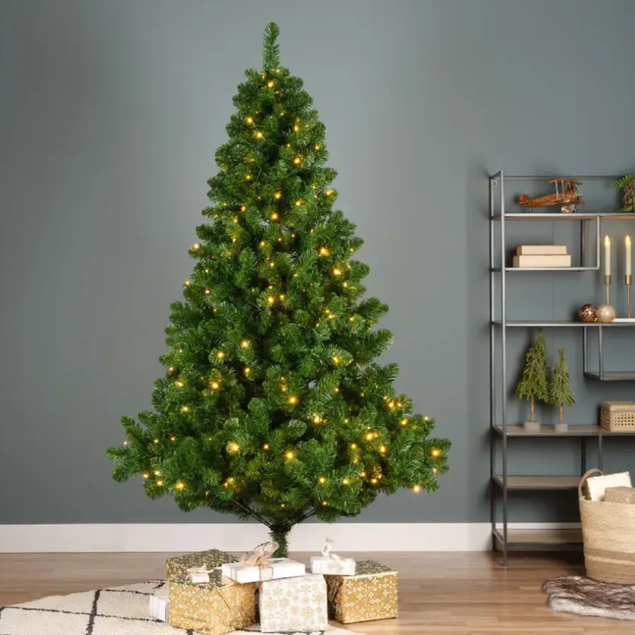 Kerstbomen-Everlands Kunst Kerstboom met verlichting - 210 cm