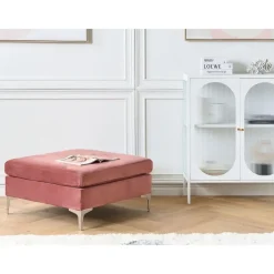 Hockers En Voetenbanken-Beliani EVJA - Ottomaan - Roze - Fluweel