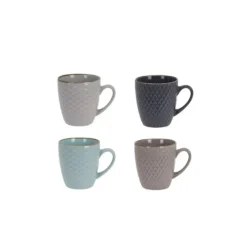 Excellent Houseware Bekers koffiekopjes - 4x - gekleurd - 300 ml