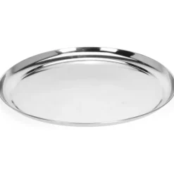 Dienbladen-Excellent Houseware Dienblad/serveerblad Silver Circle - rvs - D33