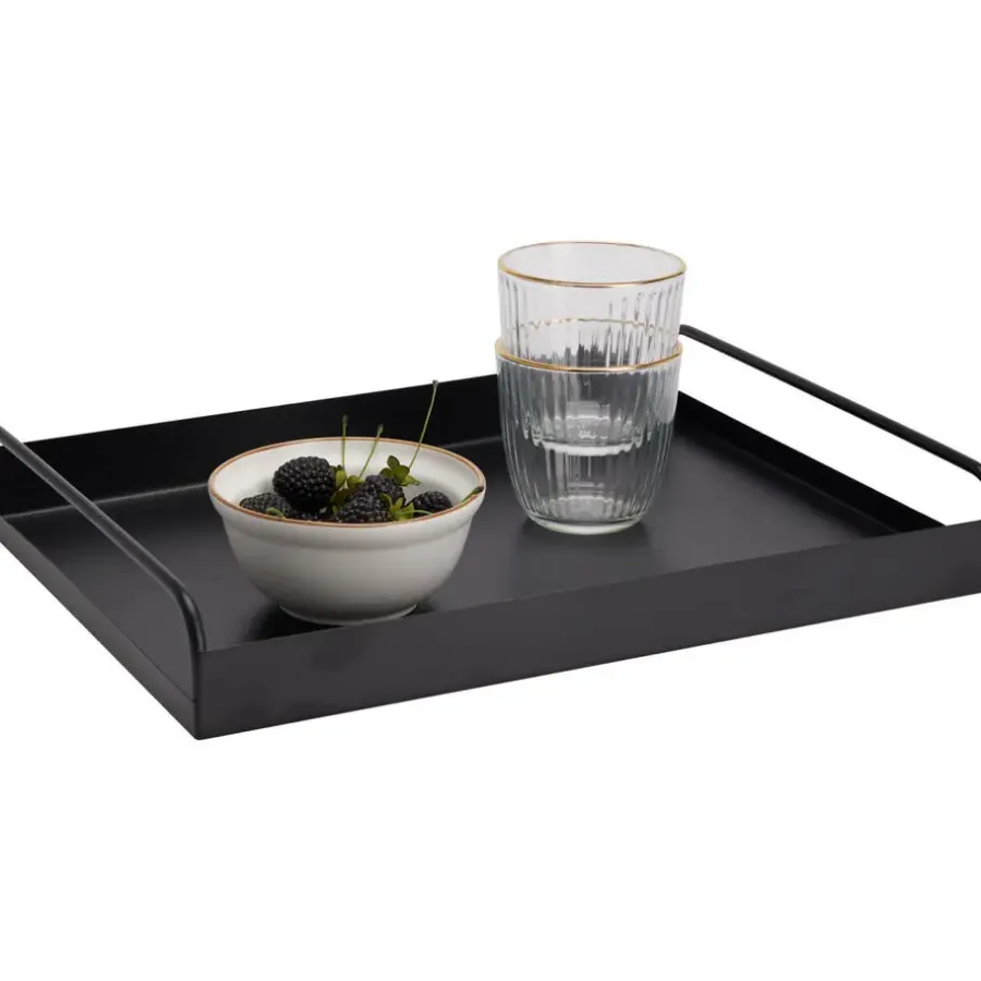 Excellent Houseware Dienbladen set - 2x stuks - metaal - zwart